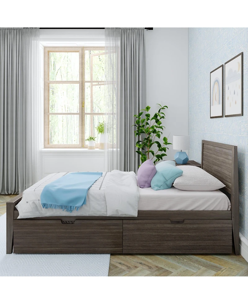 Max & Lily Classic Twin-Size Bed with Panel Headboard and Storage Drawers