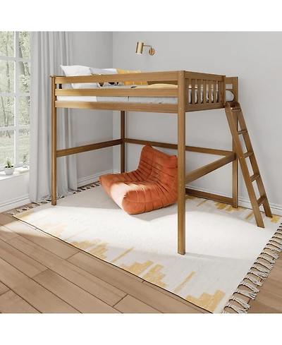 Max & Lily Full High Loft Bed with Ladder on End, Solid Wood Frame, Space Saving, 400 lbs Weight Capacity, Easy Assembly