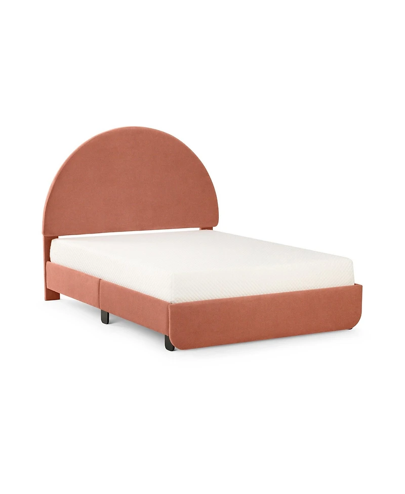 Max & Lily Upholstered Bed with Arch Headboard (Full), 1 Drawer End Storage