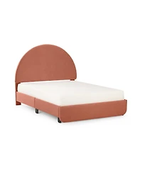 Max & Lily Upholstered Bed with Arch Headboard (Full), 1 Drawer End Storage