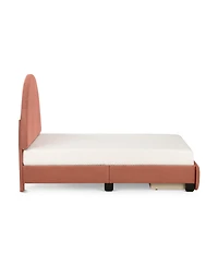 Max & Lily Upholstered Bed with Arch Headboard (Full), 1 Drawer End Storage