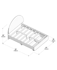 Max & Lily Upholstered Bed with Arch Headboard (Full), 1 Drawer End Storage, Cream