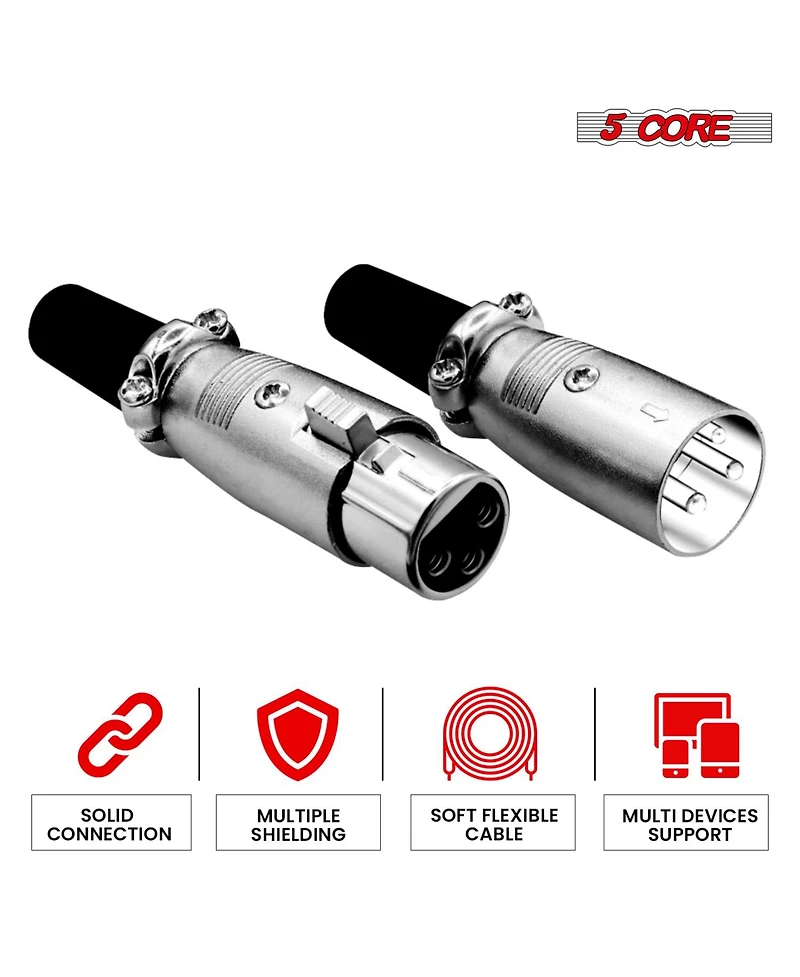5Core Xlr Connector 20 Pair Male Female to 1/4 Audio Jack 3 Pin Secure Mic Plug w Locking Ends