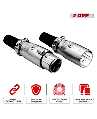 5Core Xlr Connector 20 Pair Male Female to 1/4 Audio Jack 3 Pin Secure Mic Plug w Locking Ends