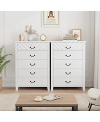 gaomon Farmhouse 5-Drawer Dresser for Bedroom, Freestanding Vertical Wooden Storage Chest