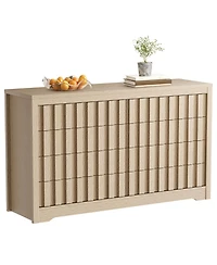 gaomon Bedroom 54" Wide 8-Drawer Fluted Dresser, Curved Profile Wood-Look Storage Chest