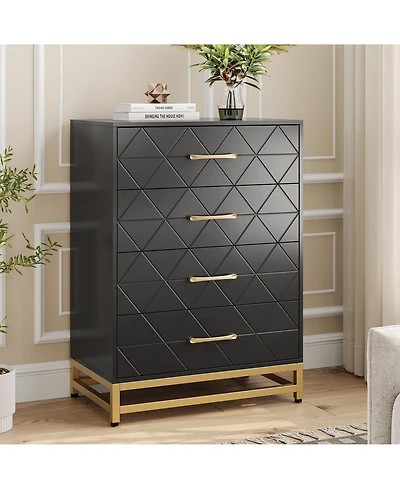 gaomon 4 Drawer Wood Dresser, Modern Storage Chest for Bedroom, Living Room, Hallway or Nursery
