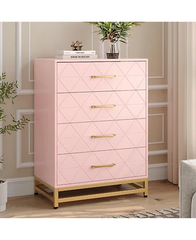 gaomon 4 Drawer Wood Dresser, Modern Storage Chest for Bedroom, Living Room, Hallway or Nursery
