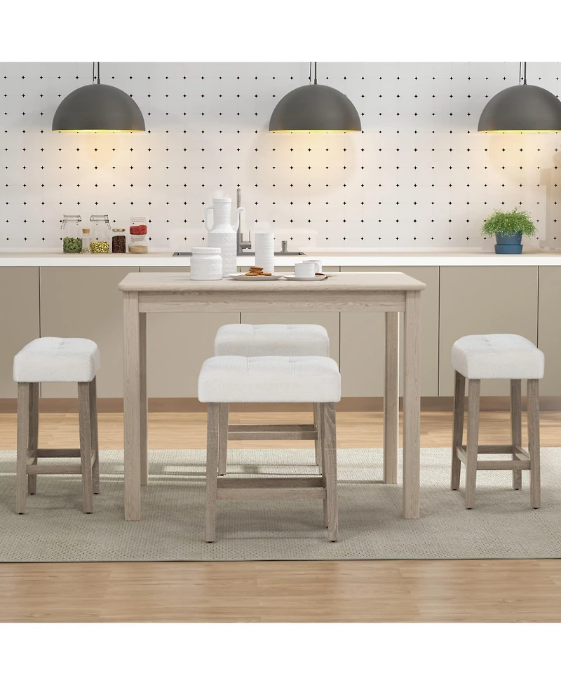 Slickblue Stylish 2 Piece Bar Stool Set Counter Height Rubber Wood Legs Seating Set