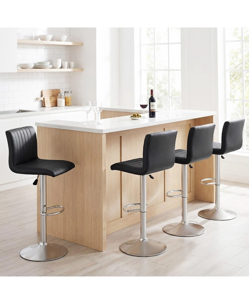 Gymax Bar Stools Set of 4 Adjustable Swivel Barstools w/Back and Footrest for Kitchen