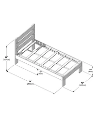 Max and Lily Twin Bed Frame, Farmhouse Solid Wood Platform with Slatted Headboard, Driftwood