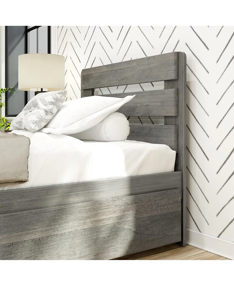 Max and Lily Solid Wood Farmhouse Twin Bed with Plank Headboard Trundle