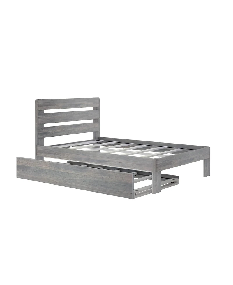 Max and Lily Full Bed Frame, Farmhouse Solid Wood Platform with Headboard Trundle