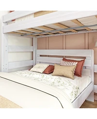 Max and Lily Solid Wood Modern Farmhouse Bunk Bed, L-Shaped Twin over Queen Bed Frame For Kids