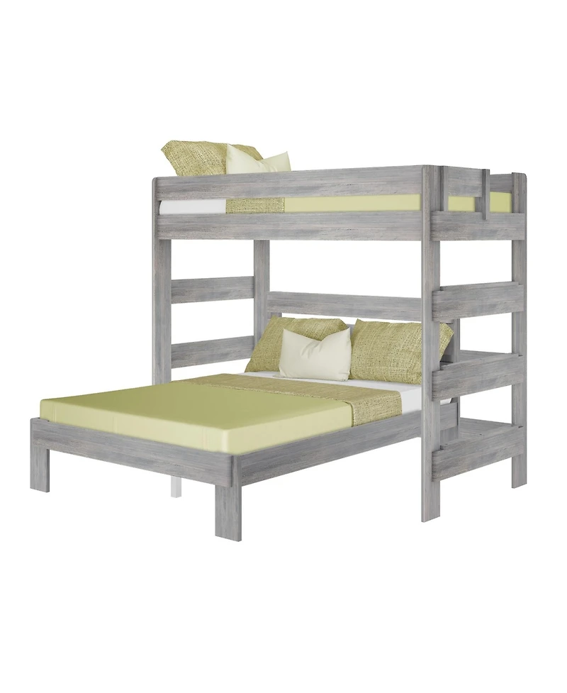 Max and Lily Solid Wood Modern Farmhouse Bunk Bed, L-Shaped Twin over Queen Bed Frame For Kids