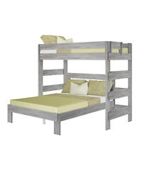Max and Lily Solid Wood Modern Farmhouse Bunk Bed, L-Shaped Twin over Queen Bed Frame For Kids