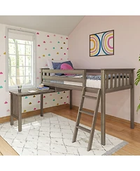 Max and Lily Solid Wood Twin Loft Bed, Bed with Pull Out Desk Ladder for Kids