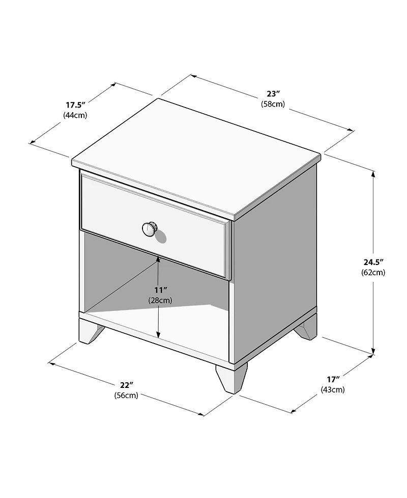 Max and Lily Classic Wood Nightstand with 1 Drawer, Kids Bedside Table/End Table, Small for Bedroom, Pecan