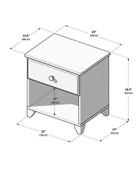 Max and Lily Classic Wood Nightstand with 1 Drawer, Kids Bedside Table/End Table, Small for Bedroom, Pecan