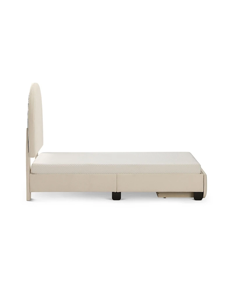 Max and Lily Upholstered Bed with Arch Headboard (Twin