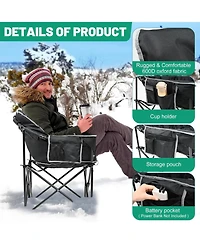 Aboron Oversized Heated Camping Chair - Portable Folding Moon Saucer with 3 Heat Levels for Outdoor Patio and Lounge