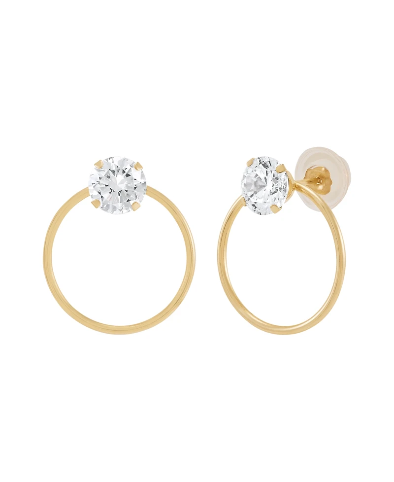 Macy's Created White Sapphire Hoop Earrings (2 ct. t.w.) in 10k Yellow Gold