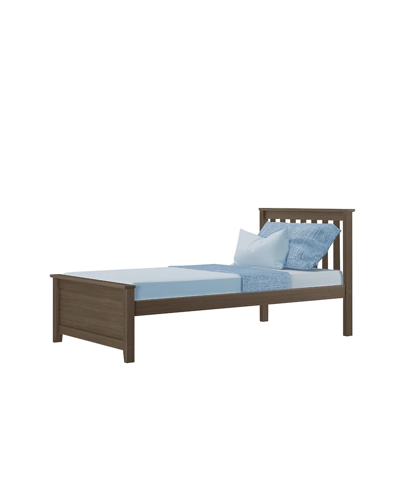 Max and Lily Twin Bed Frame with Headboard, Solid Wood Platform for Kids