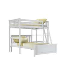 Max and Lily Solid wood L-Shaped Bunk Bed, Twin over Full with Bookcase for Kids, Clay