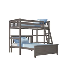 Max and Lily Solid wood L-Shaped Bunk Bed, Twin over Full with Bookcase for Kids, Clay