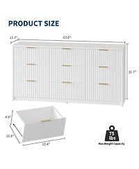 gaomon 9 Drawer Fluted Dresser, Large Wood Storage Chest Organizer for Bedroom Living Room Home Office