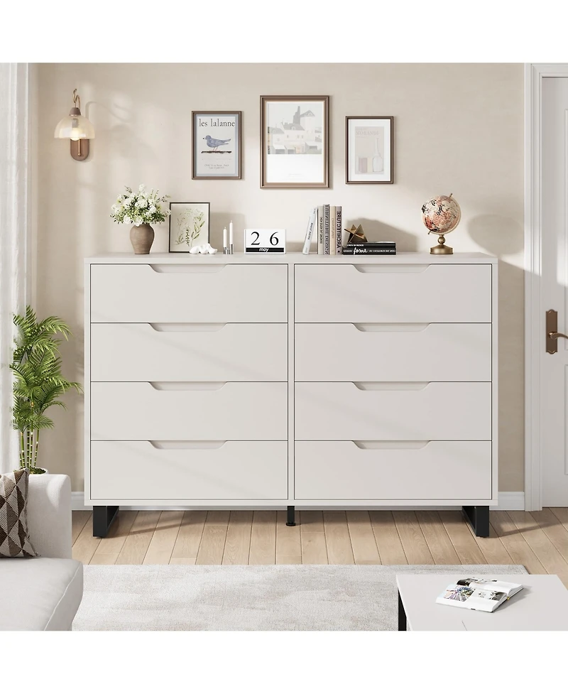 gaomon 8 Drawer Dresser for Bedroom, 55" Wide Freestanding Storage Chest Living Room or Hallway