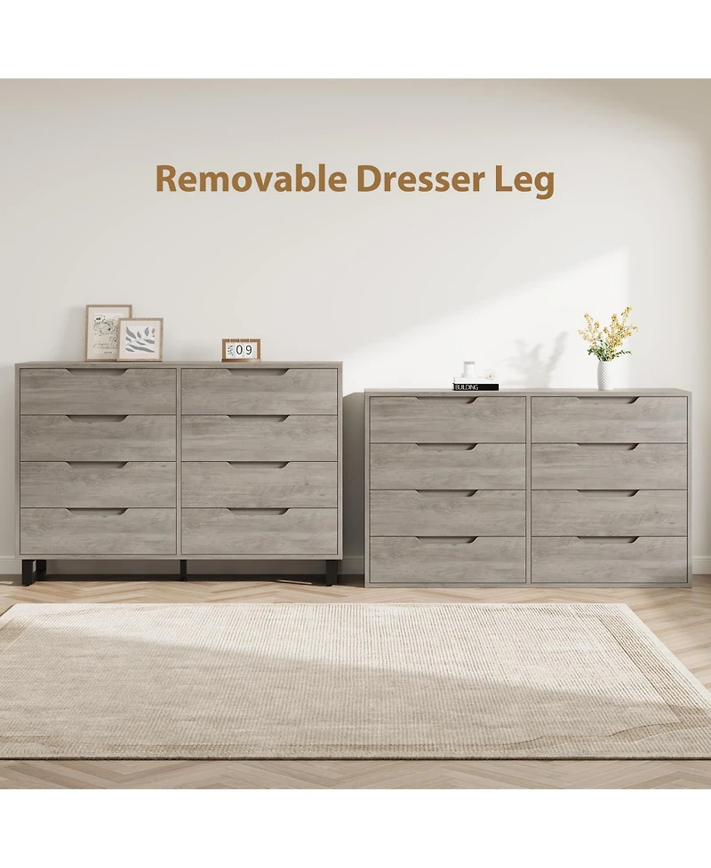 gaomon 8 Drawer Dresser for Bedroom, 55" Wide Freestanding Storage Chest Living Room or Hallway