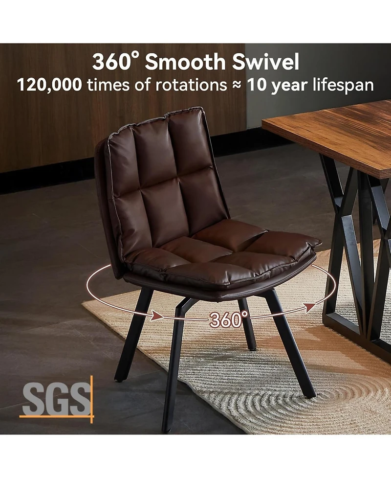 Sailvan Swivel Dining Chairs, Upholstered Leather Room Kitchen Chairs with Double-Layer Foam