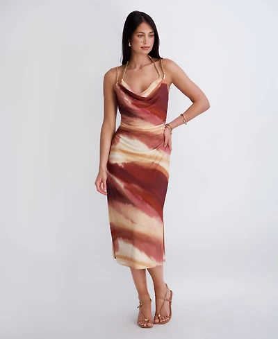 Siena Women's Cowl Neck Printed Jersey Midi Dress