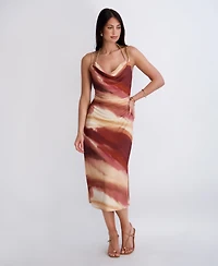 Siena Women's Cowl Neck Printed Jersey Midi Dress
