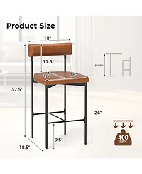 Slickblue 26 Inch Upholstered Bar Stool Set 2 Pack Counter Height with Backrest