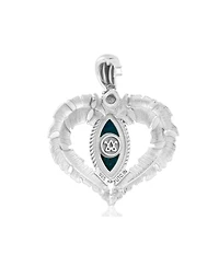 American West Jewelry Sterling Silver Chrysocolla Feather Heart Pendant Enhancer