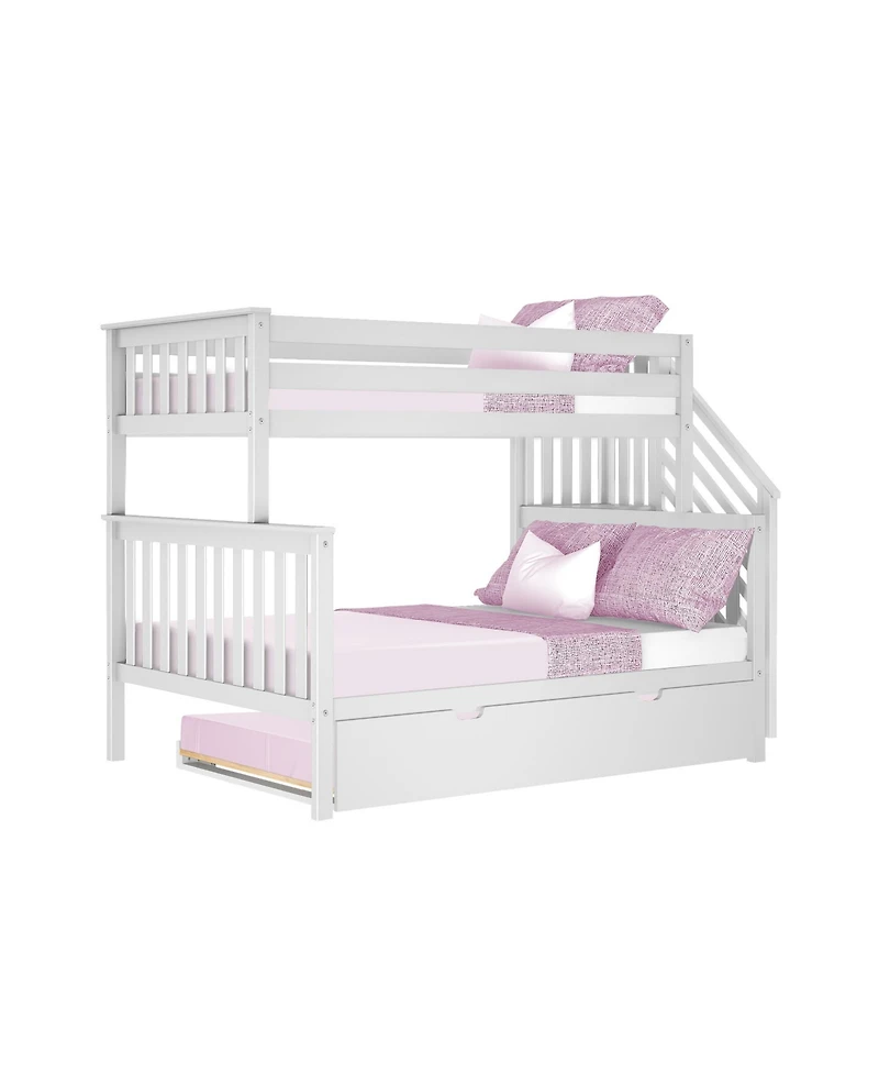 Max and Lily Twin over Full Staircase Bunk Bed with Trundle, Clay