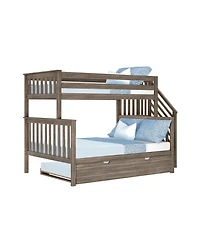 Max and Lily Twin over Full Staircase Bunk Bed with Trundle, Clay