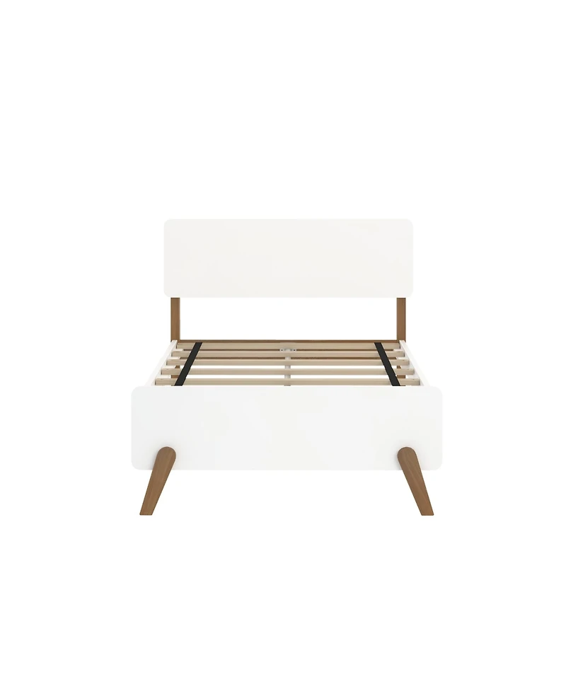 Max and Lily Mid-Century Modern Twin Platform Bed for Kids, Solid Wood