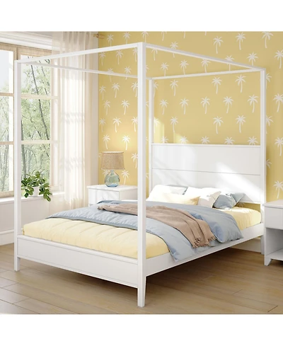 Max and Lily Haven Canopy Bed with Square Post Wood Headboard (Queen)