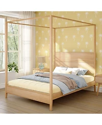 Max and Lily Haven Canopy Bed with Square Post Wood Headboard (Queen)