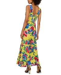 Vince Camuto Women's Floral Square-Neck Smocked-Back Sleeveless Maxi Dress