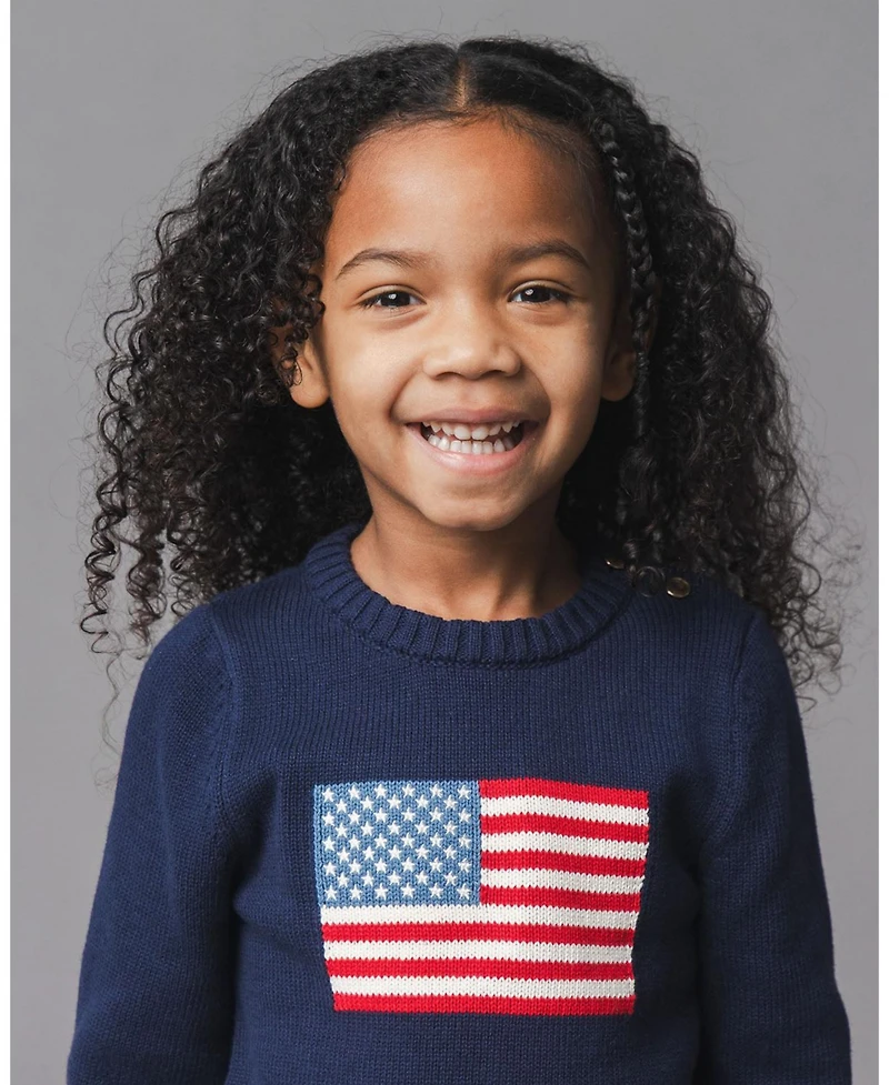 Hope & Henry Girls and Organic Crew Neck Flag Sweater