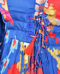 Raas Women's Blue Angel Sleeves Ruffle Maxi Sundress