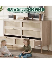 gaomon Drawer Dresser for Bedroom, Rattan Dresser with Metal Handles
