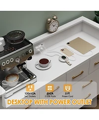 gaomon 8 Drawer Dresser with Led Lights, Charging Station and Open Shelf for Bedroom