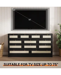 gaomon 12 Drawer Wood Dresser for Bedroom, 61" Wide Storage Cabinet Tv Stand 65" Tv, Chest Living Room