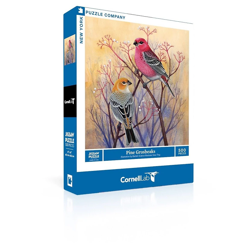 New York Puzzle Company Pine Grosbeaks 500 Piece Puzzle