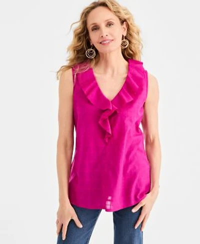Style Co Womens Cotton Sleeveless Ruffle Top Macys Exclusive